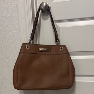 Chic Brown Shoulder Bag with Gold Details